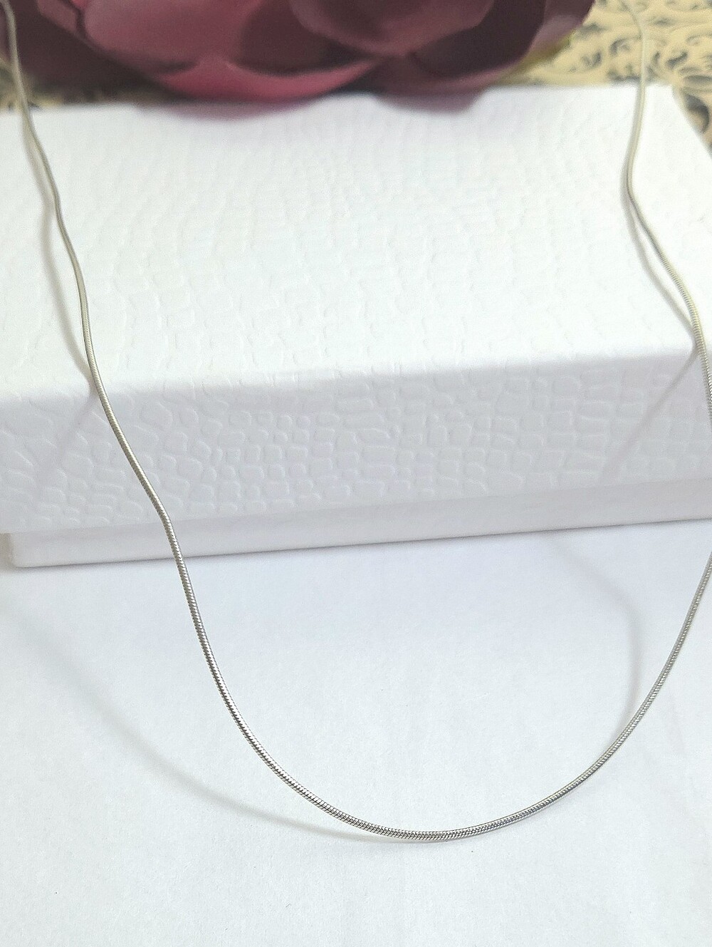 Vintage Sterling Silver Thin Snake Chain Necklace by Nevada Silver Mines 925 NV